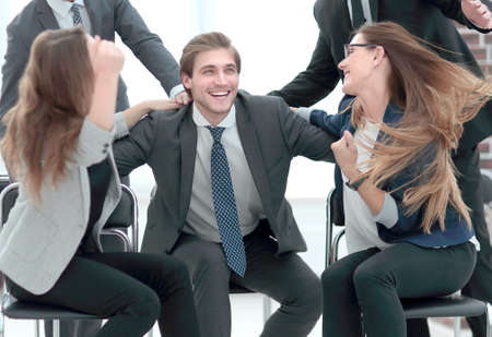 businessmen greet each otherの写真素材