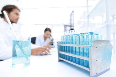 side view of scientists working in laboratory