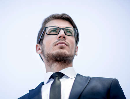 close up.portrait of a confident businessmanの写真素材