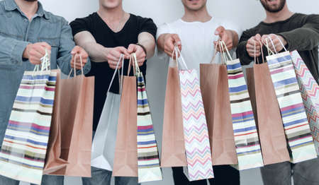 close up.group of students with shopping bagsの写真素材