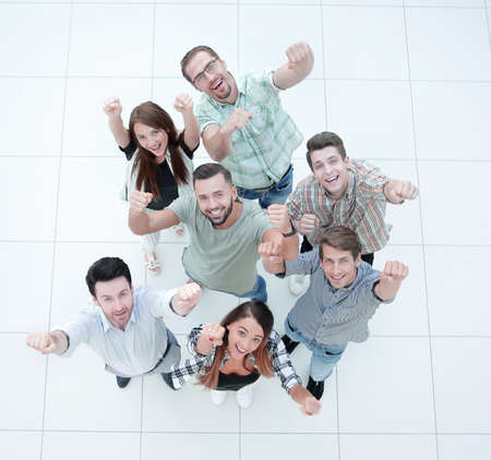top view.very happy business teamの写真素材