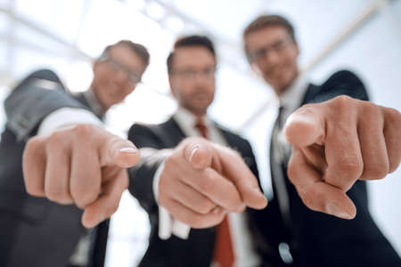 We choose you! business people pointing at youの写真素材