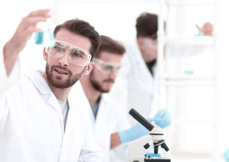 closeup.scientists in the laboratoryの写真素材