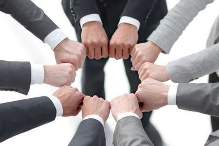 closeup.business people show a circle of hands.の写真素材