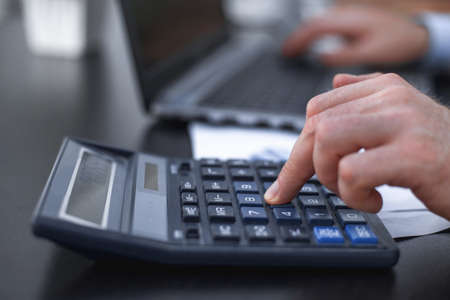 close up.The businessman analyzes the financial indicators.の写真素材