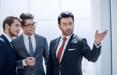 business partners discussing a joint projectの写真素材