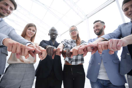 Group of people pointing at the camera - isolated over whiteの写真素材