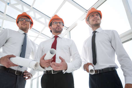 close up.group of architects buildersの写真素材