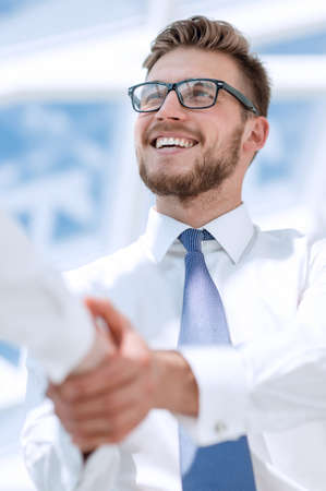 close up.welcome and business handshakeの写真素材