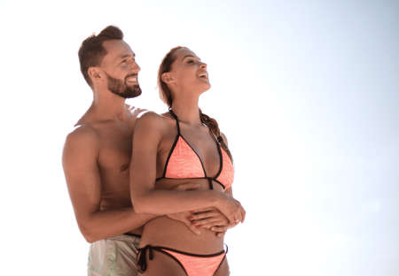 Young happy family looking to each other.の写真素材