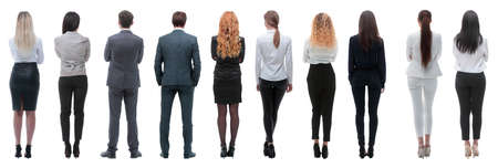 rear view.a group of young business people looking forwardの写真素材