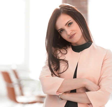 anxious business woman in the officeの写真素材