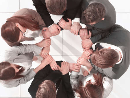 top view. business team forming a circle