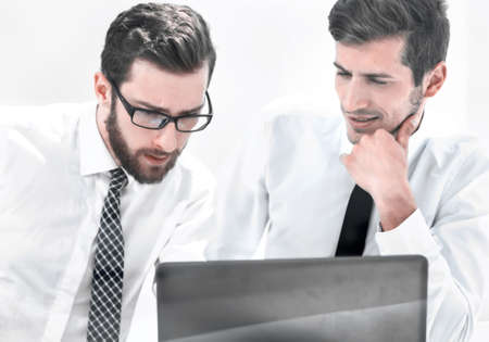 close up.business colleagues discuss online information.の写真素材