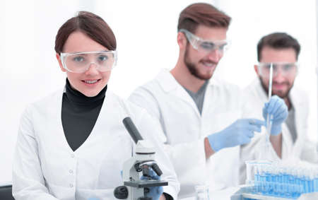 female scientist in a laboratory.の写真素材