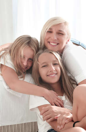 close up. portrait of a happy family .の写真素材