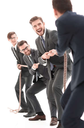 teambuilding.the tug of war between business teams.の写真素材