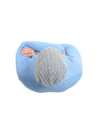 top view .handsome sports guy looking at the cameraの写真素材