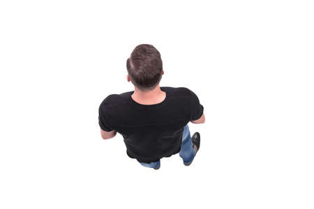 top view. confident young man. isolated on white background