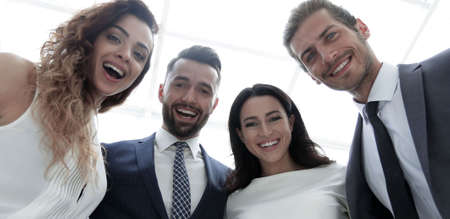 bottom view.group of successful business people.の写真素材