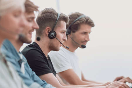 close up. portrait of the call center team in the workplaceの写真素材