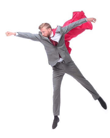 full length . businessman in the cloak , takes the start to his goalの写真素材