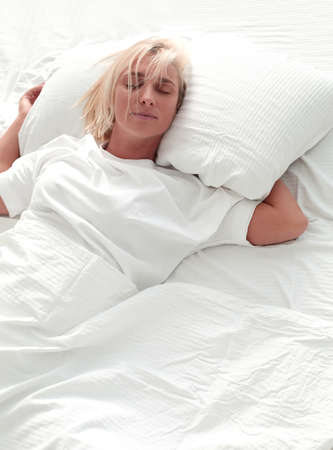 close up. beautiful young woman sleeping in home bedroom