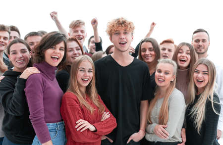 portrait of a group of happy young people.の写真素材