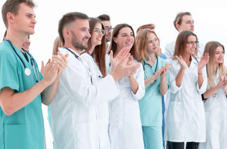 group of interns doctors standing ovation . success conceptの写真素材