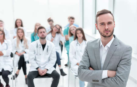 lecturer doctor standing in the conference room.の写真素材