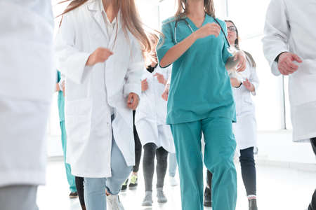 team of doctors and nurses standing togetherの写真素材