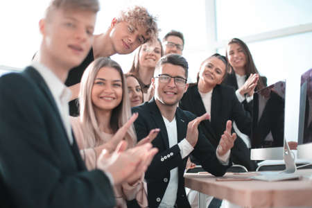 portrait of a happy business team in the workplace.の写真素材