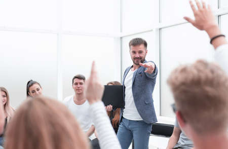 speaker asking about something, participant business training