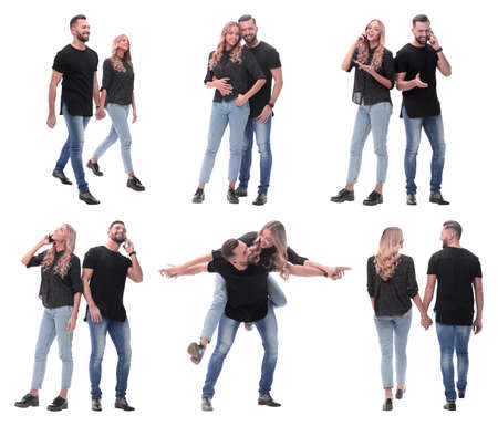 collage of photos of a beautiful young couple