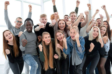 close up. a group of happy young people