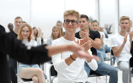 casual guy on the background of the conference room