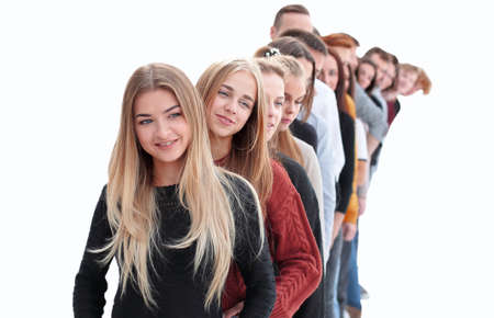 diverse young people lined up. photo with copy space