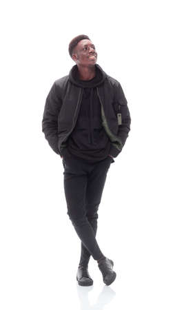 handsome stylish guy looking at the camera. isolated on whiteの写真素材