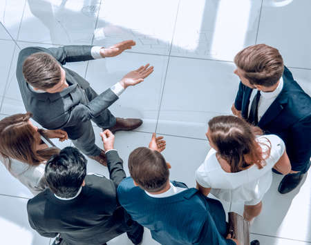 top view. a group of business people discussing problems. photo with text spaceの写真素材