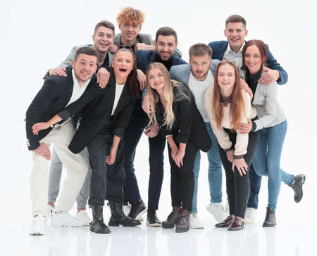 n full growth. group of young business people standing together.の写真素材