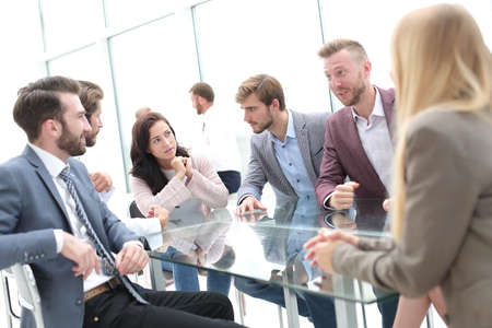 business team discussing the terms of the new contract.