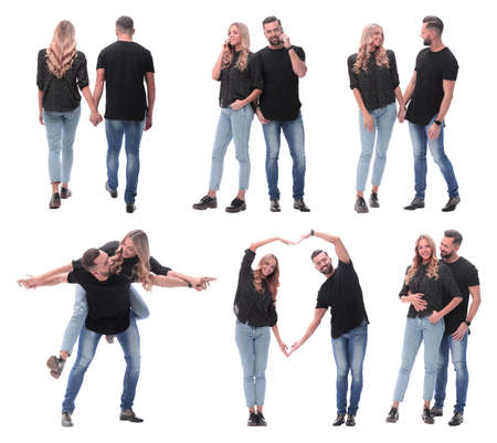 collage of photos of a beautiful young coupleの写真素材