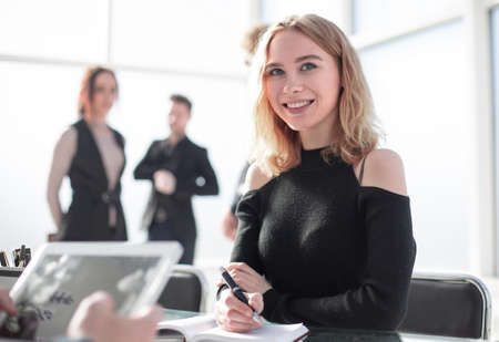 Financial director ready affirm official paper with signature
