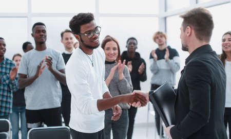 participants of the business forum shaking hands