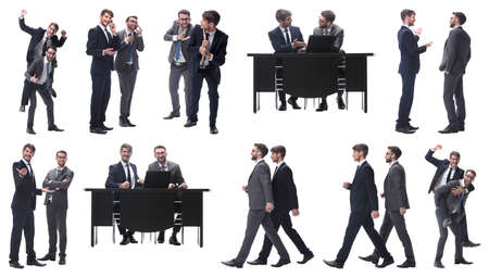 in full growth. two business people discussing somethingの写真素材