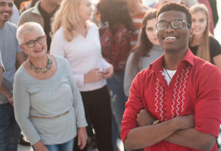 Multi ethnic business people group standing in the lobbyの写真素材