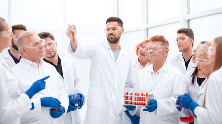 research supervisor discussing the results of the study with colleagues.の写真素材