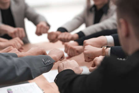 close up. image of a business team showing their unity . business backgroundの写真素材