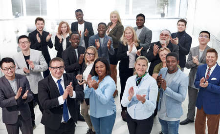 group of happy business people applauding together.の写真素材