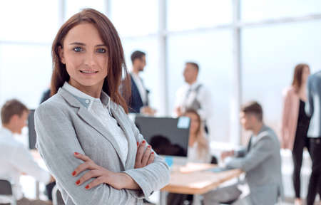 close up. young business woman standing in office.